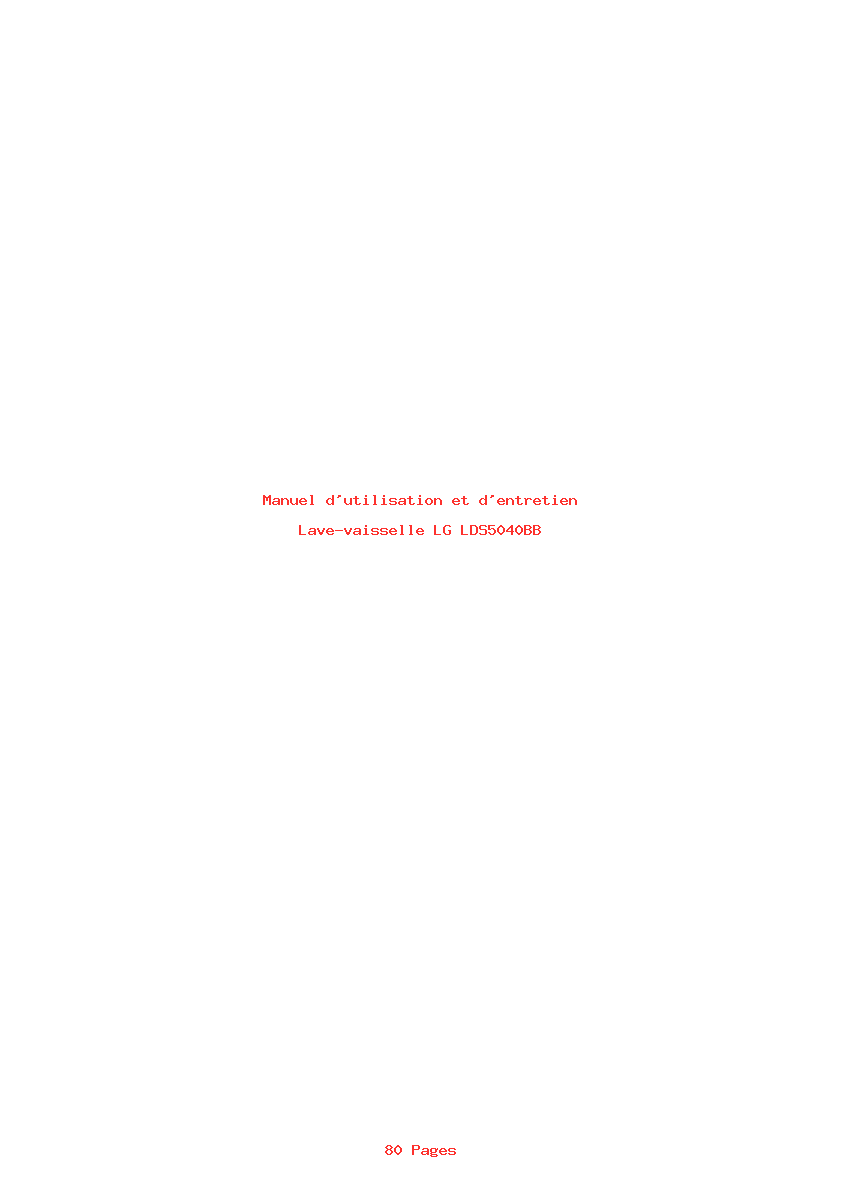 Page 1 de la notice Manuel d'utilisation et d'entretien LG LDS5040BB