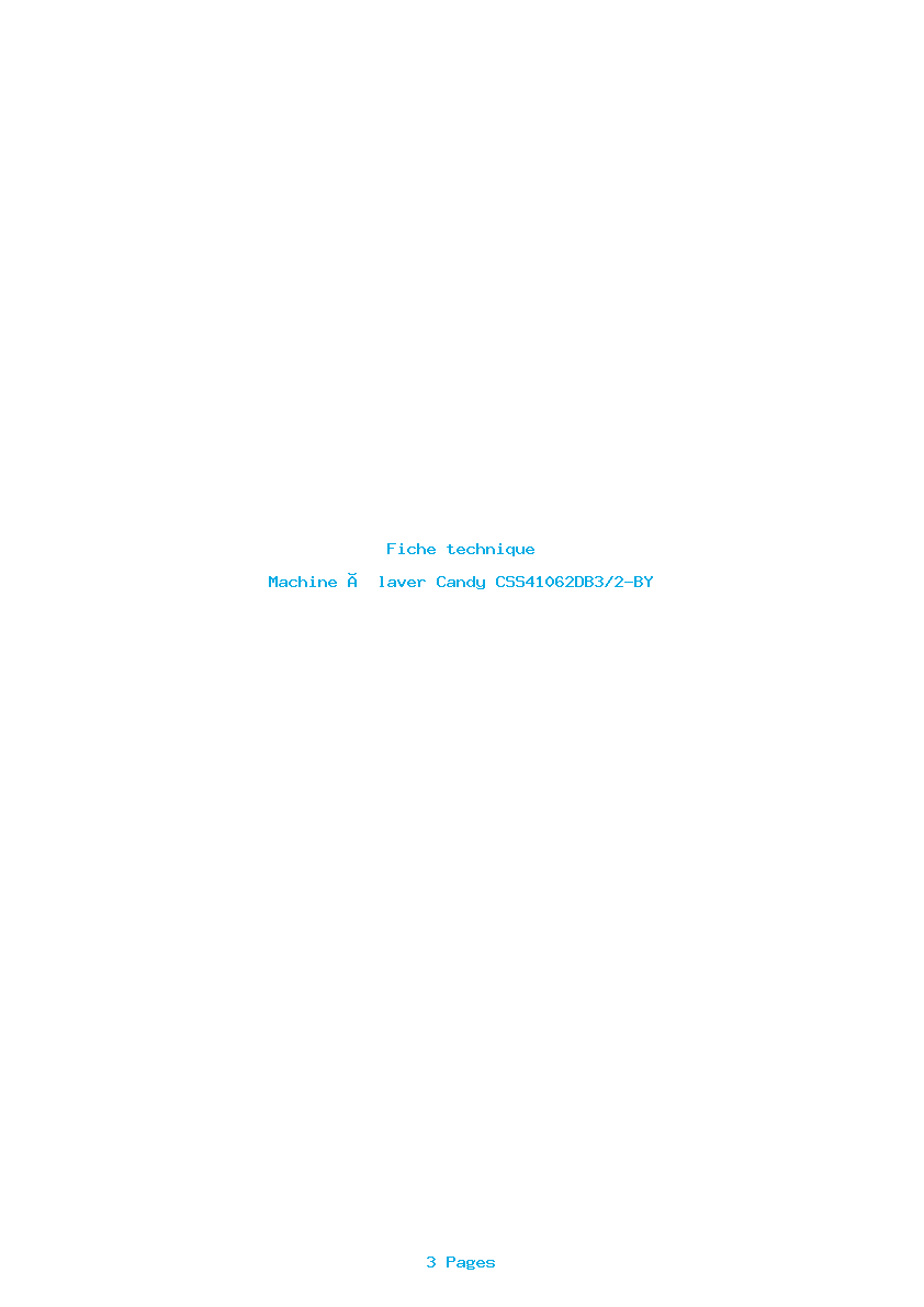 Page 1 de la notice Fiche technique Candy CSS41062DB3/2-BY
