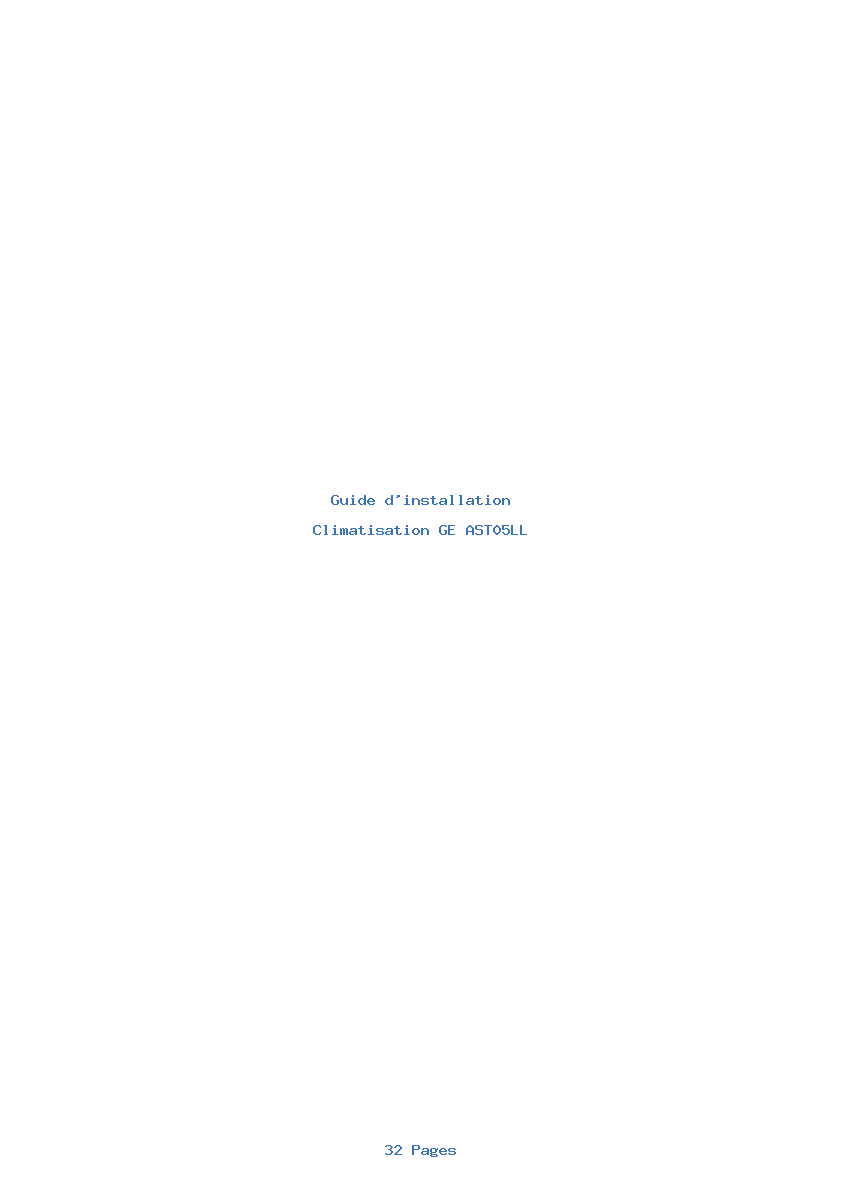 Page 1 de la notice Guide d'installation GE AST05LL