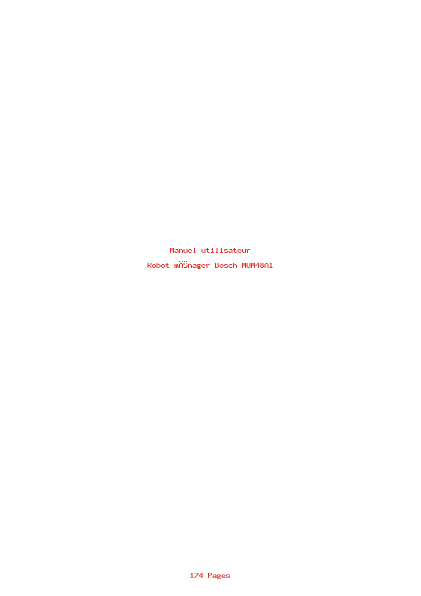 Page 1 de la notice Manuel utilisateur Bosch MUM48A1