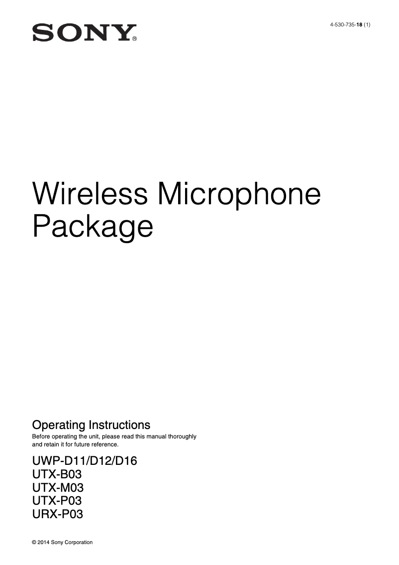 Page 1 of the manual User Manual Sony URX-P03