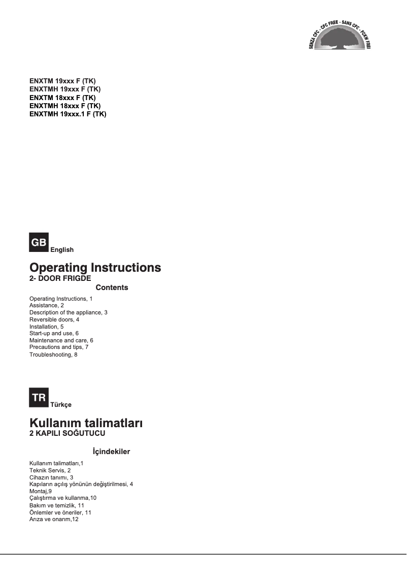 Página 1 del manual Manual de usuario Hotpoint ENXTM 18212 F (TK)