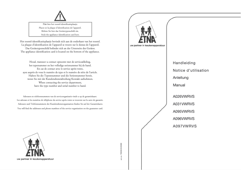 Page 1 de la notice Manuel utilisateur Etna A096VWRVS