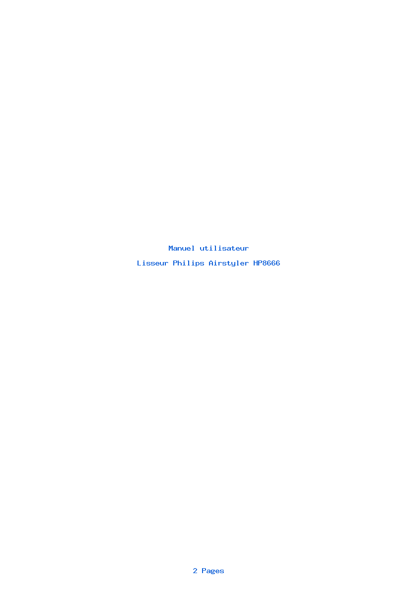 Page 1 de la notice Manuel utilisateur Philips Airstyler HP8666