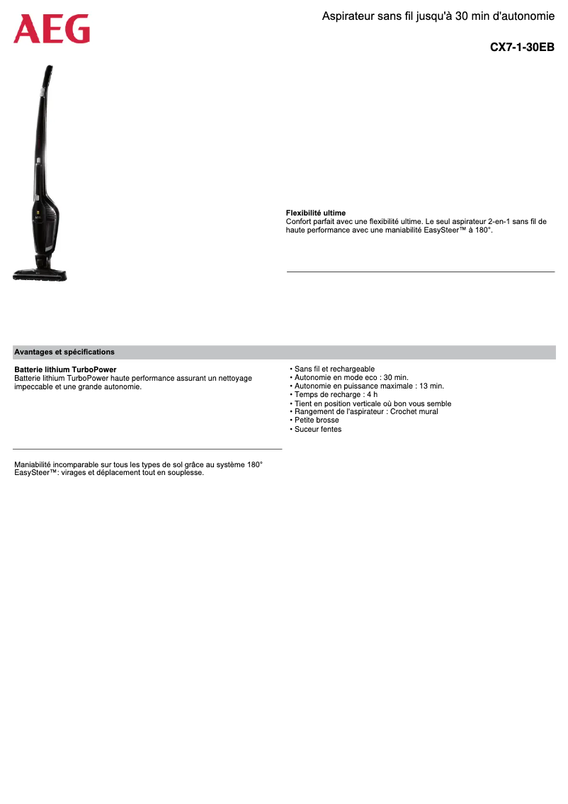Página 1 del manual Ficha técnica AEG CX7 Classic