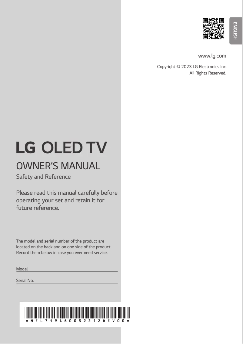 Page 1 de la notice Manuel utilisateur LG OLED48C34LA