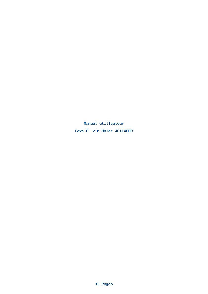 Page 1 de la notice Manuel utilisateur Haier JC110GDD