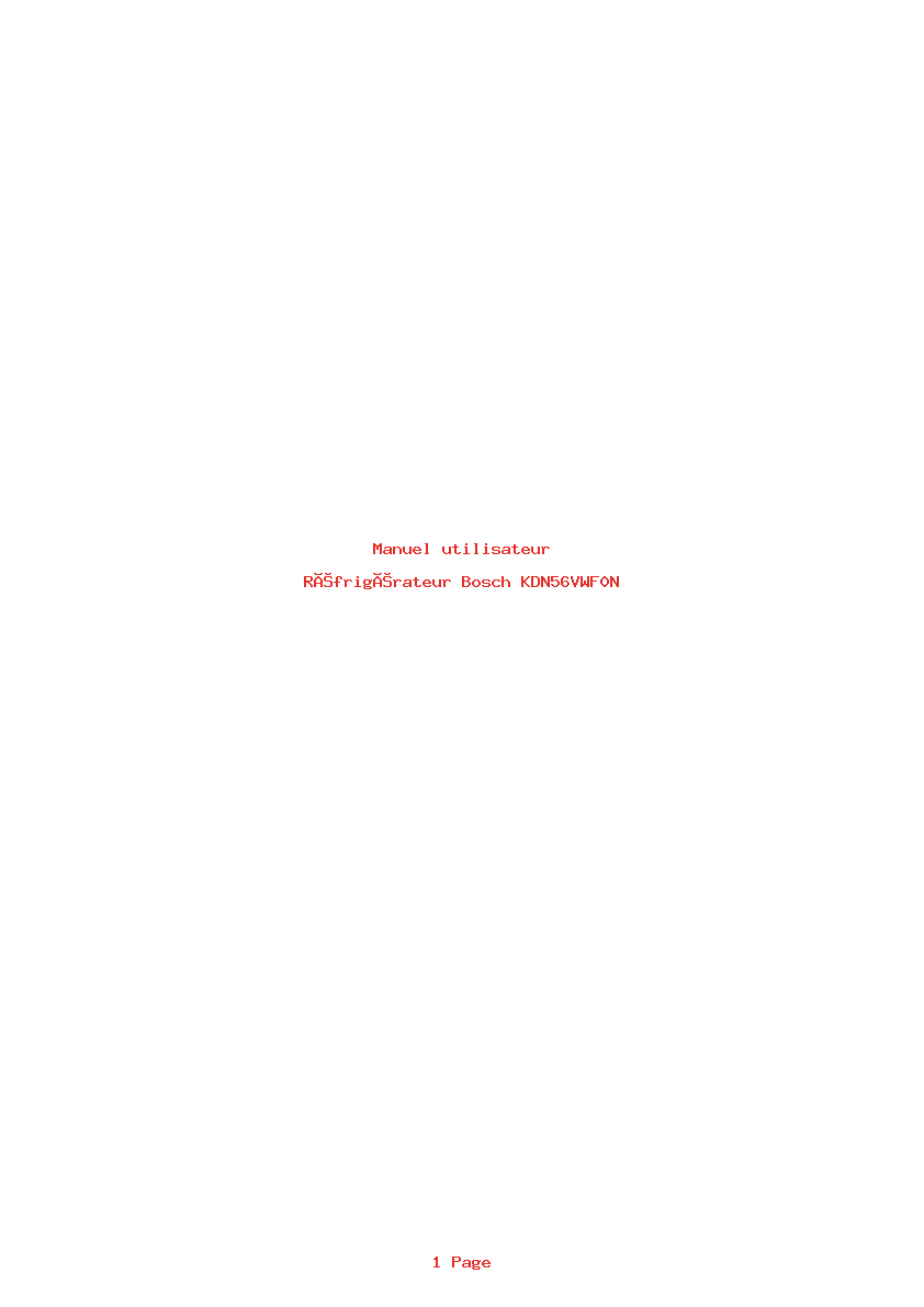 Page 1 de la notice Manuel utilisateur Bosch KDN56VWF0N