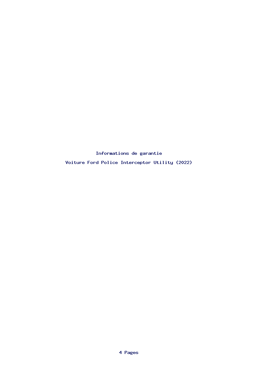 Page 1 de la notice Informations de garantie Ford Police Interceptor Utility (2022)