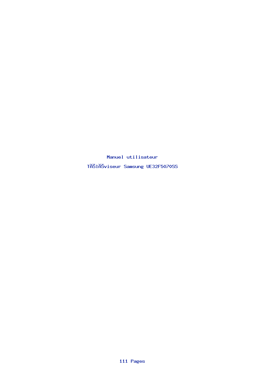 Page 1 de la notice Manuel utilisateur Samsung UE32F5070SS