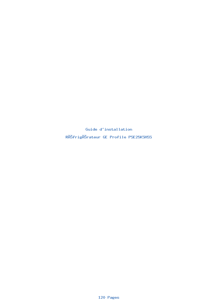 Page 1 de la notice Guide d'installation GE Profile PSE25KSHSS