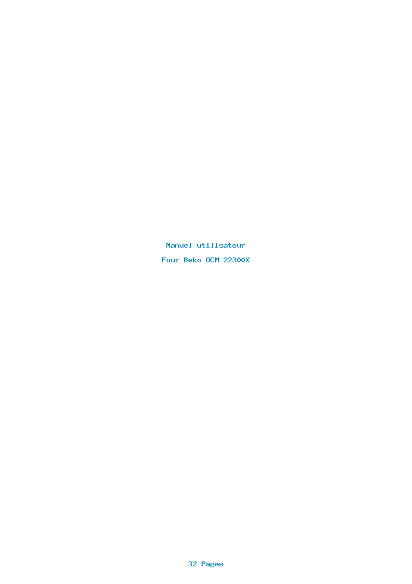 Page 1 de la notice Manuel utilisateur Beko OCM 22300X