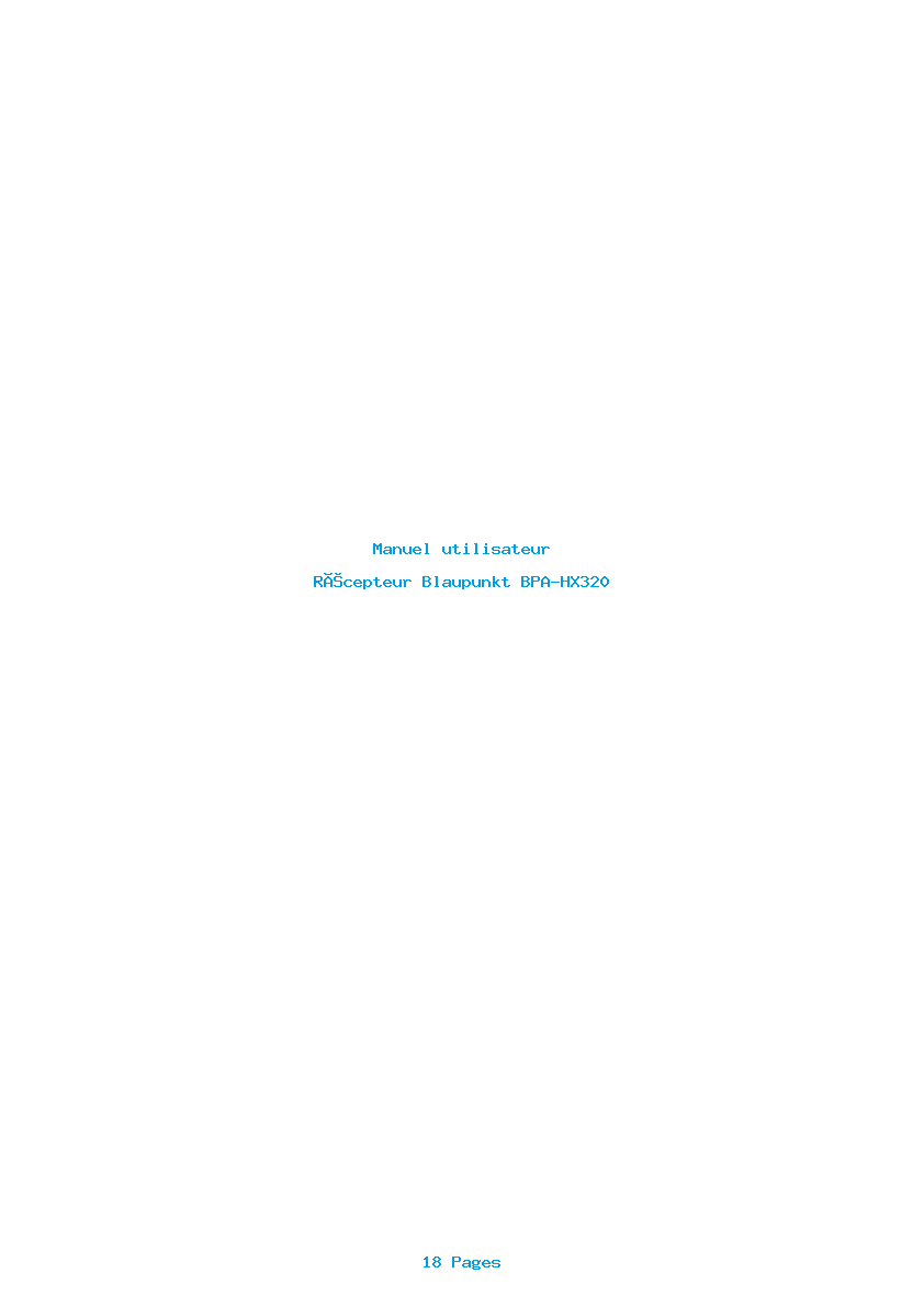 Page 1 de la notice Manuel utilisateur Blaupunkt BPA-HX320