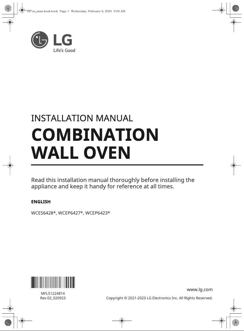 Page 1 de la notice Guide d'installation LG WCEP6427F