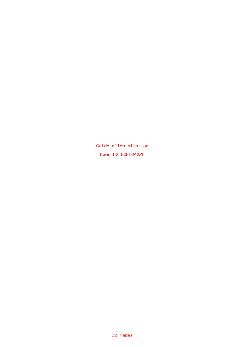 Page 1 de la notice Guide d'installation LG WCEP6427F