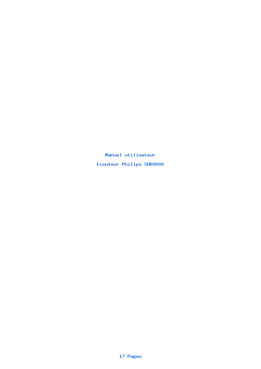 Page 1 de la notice Manuel utilisateur Philips SHB9000