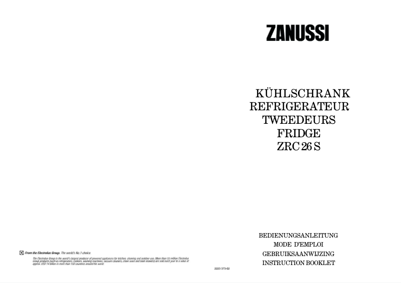 Page 1 de la notice Manuel utilisateur Zanussi ZRC 26 s