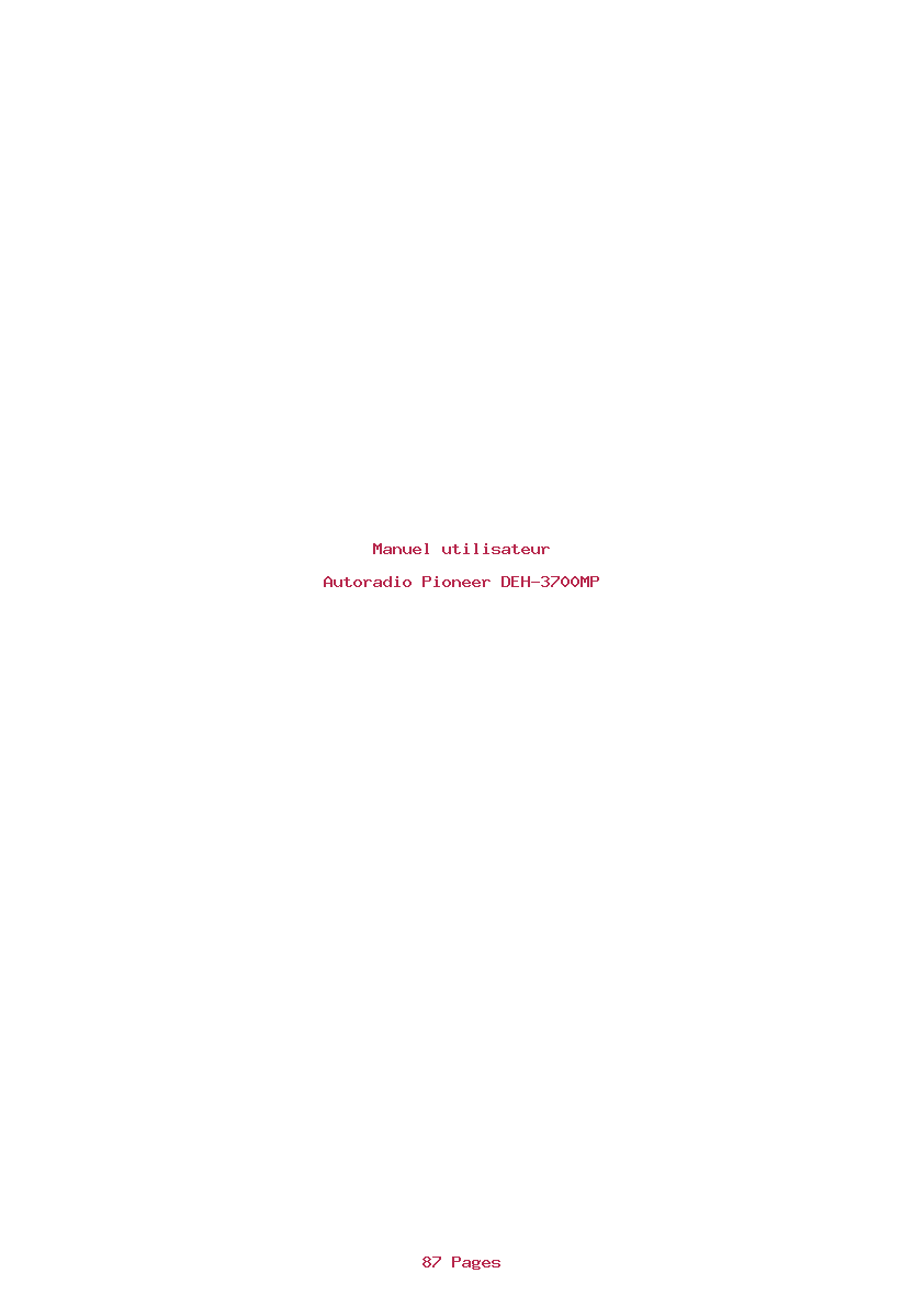 Page 1 de la notice Manuel utilisateur Pioneer DEH-3700MP