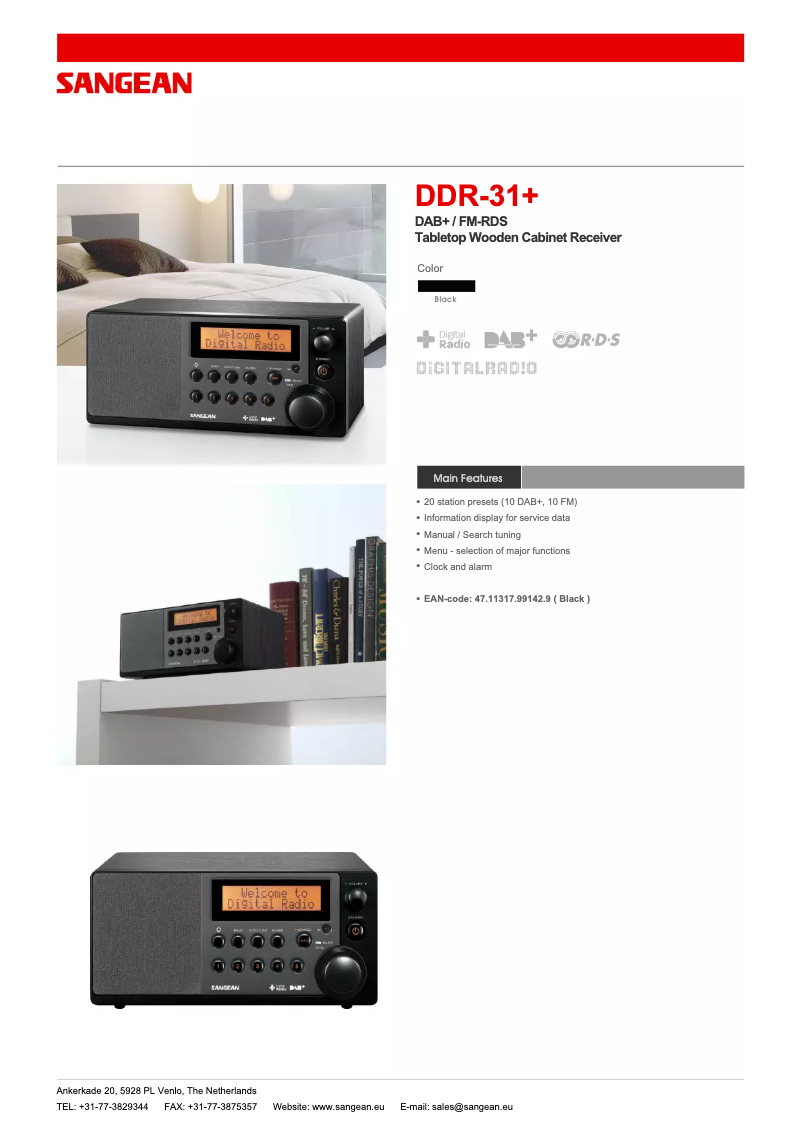 Page 1 de la notice Fiche technique Sangean DDR-31+