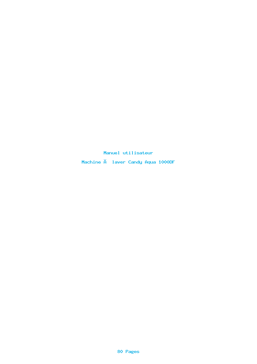 Page 1 de la notice Manuel utilisateur Candy Aqua 1000DF