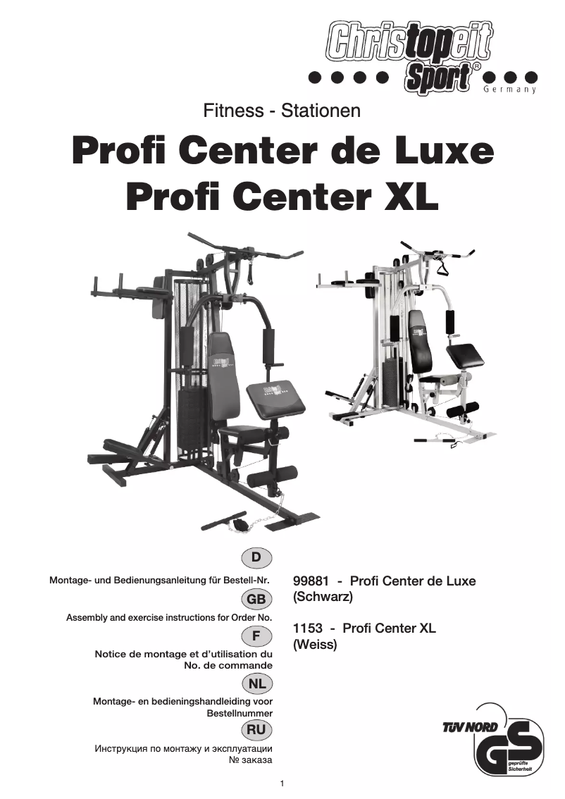 Page 1 de la notice Manuel utilisateur Christopeit Profi Center XL