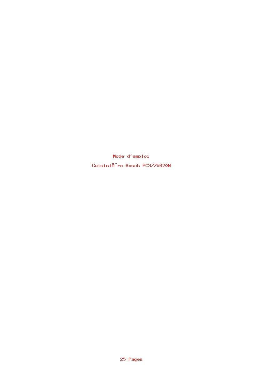 Page 1 de la notice Mode d'emploi Bosch PCS775B20N