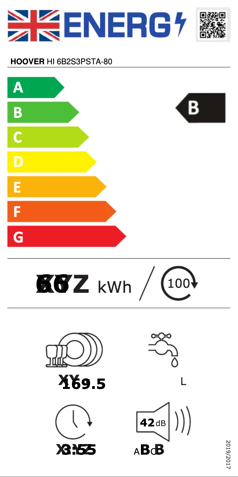 Página 1 del manual Etiqueta energética Hoover HI 6B2S3PSTA-80