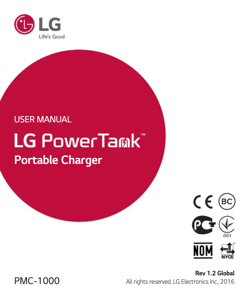 Page 1 de la notice Manuel utilisateur LG PowerTank PMC-1000