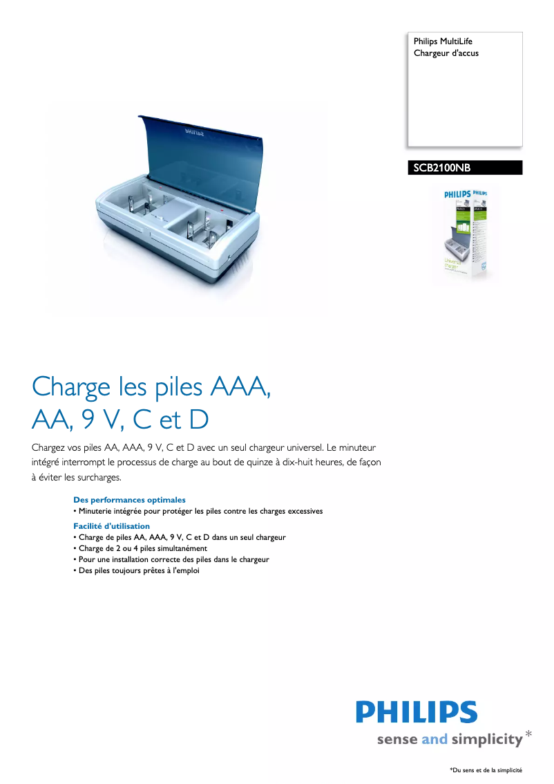 Página 1 del manual Ficha técnica Philips MultiLife SCB2100NB