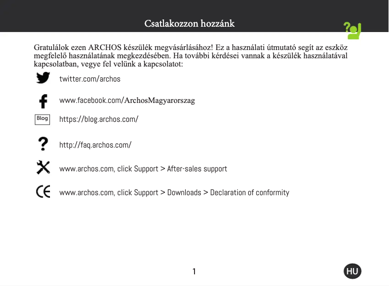 Page 1 de la notice Manuel utilisateur Archos Hoverboard XL