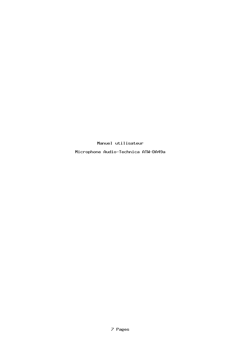Page 1 de la notice Manuel utilisateur Audio-Technica ATW-DA49a