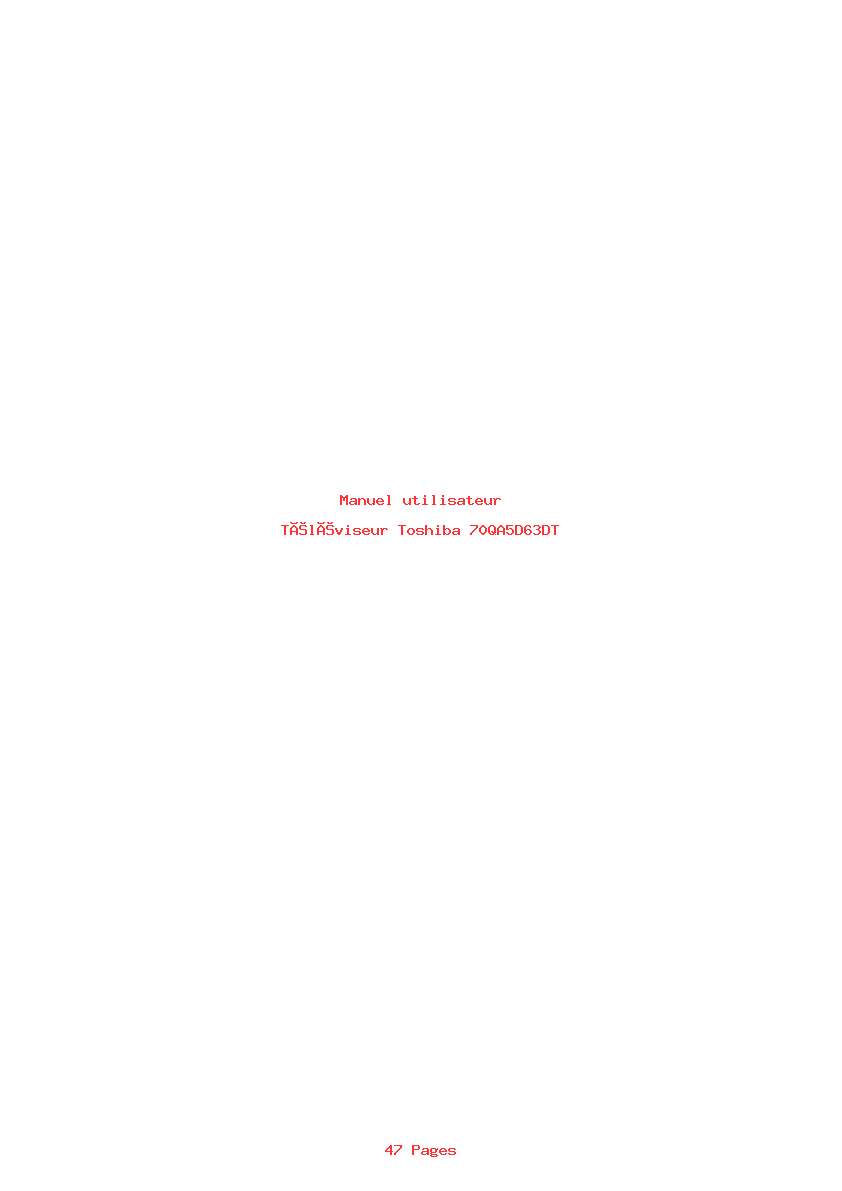 Page 1 de la notice Manuel utilisateur Toshiba 70QA5D63DT