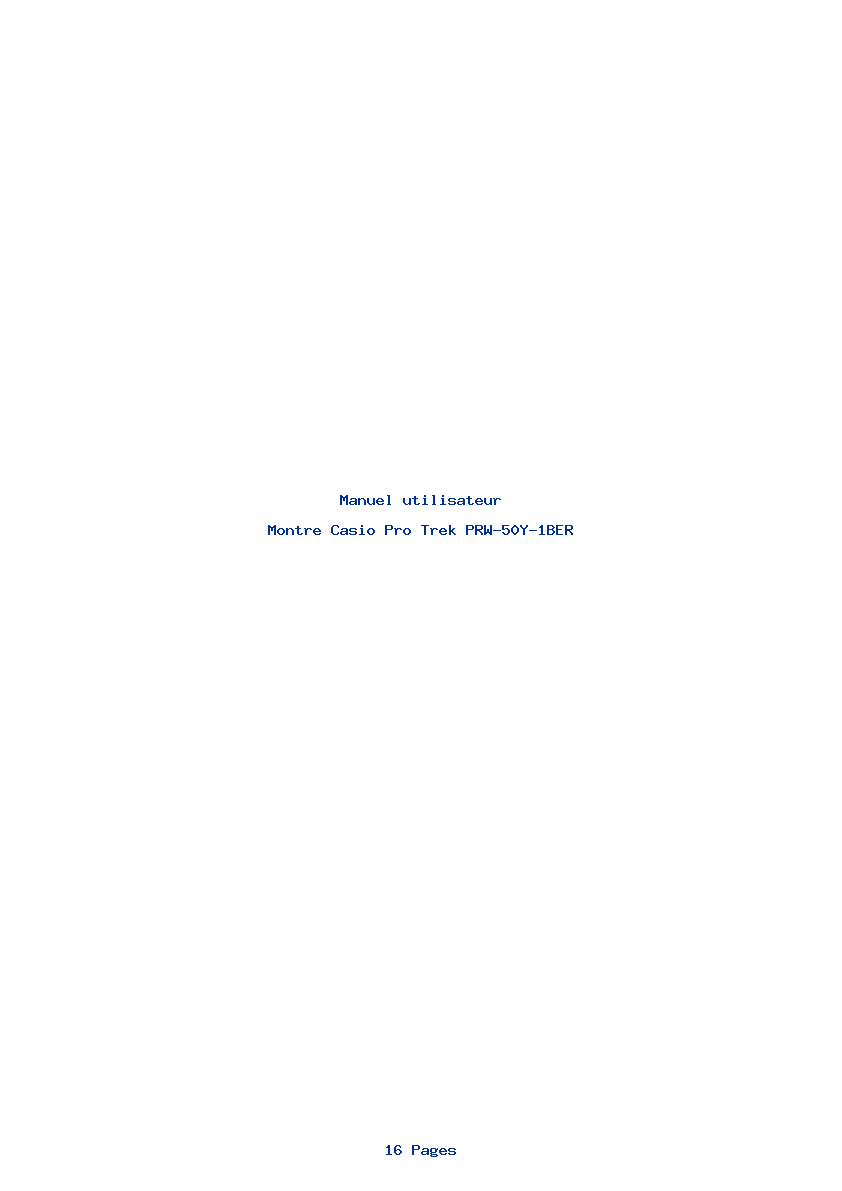 Page 1 de la notice Manuel utilisateur Casio Pro Trek PRW-50Y-1BER