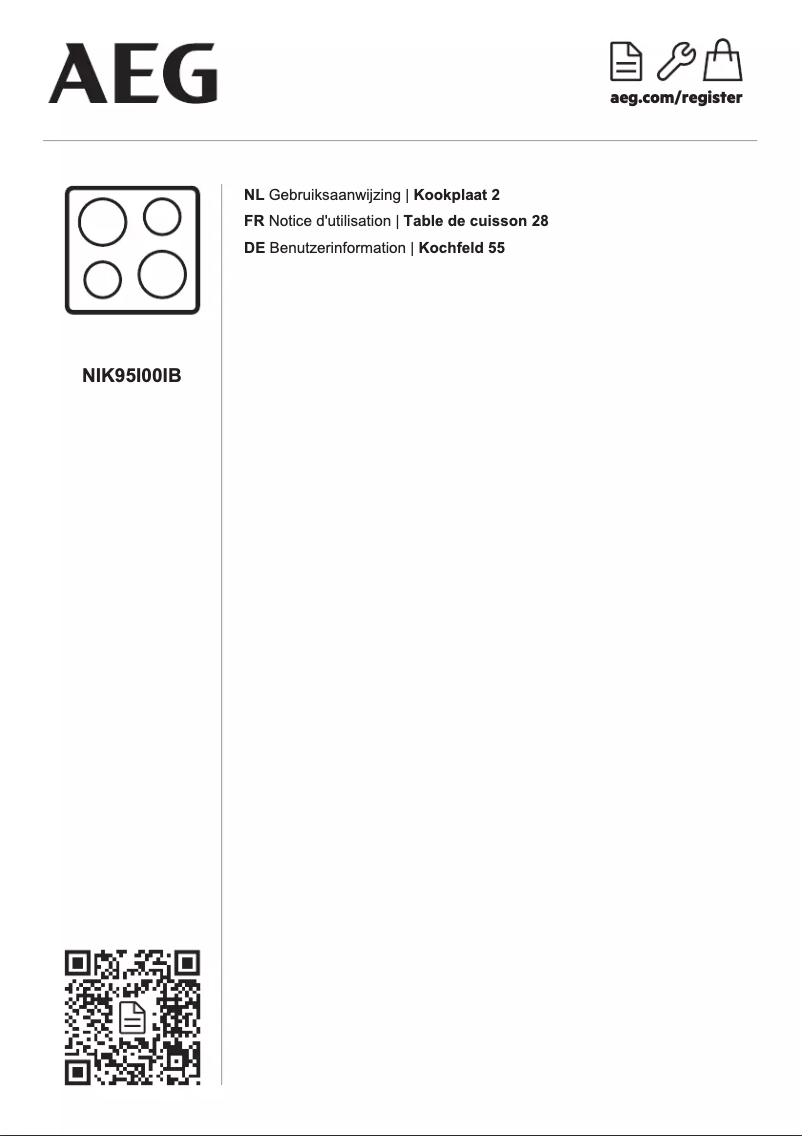 Page 1 de la notice Manuel utilisateur AEG NIK95I00IB