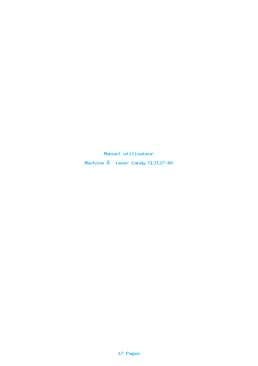 Page 1 de la notice Manuel utilisateur Candy CL2127-80