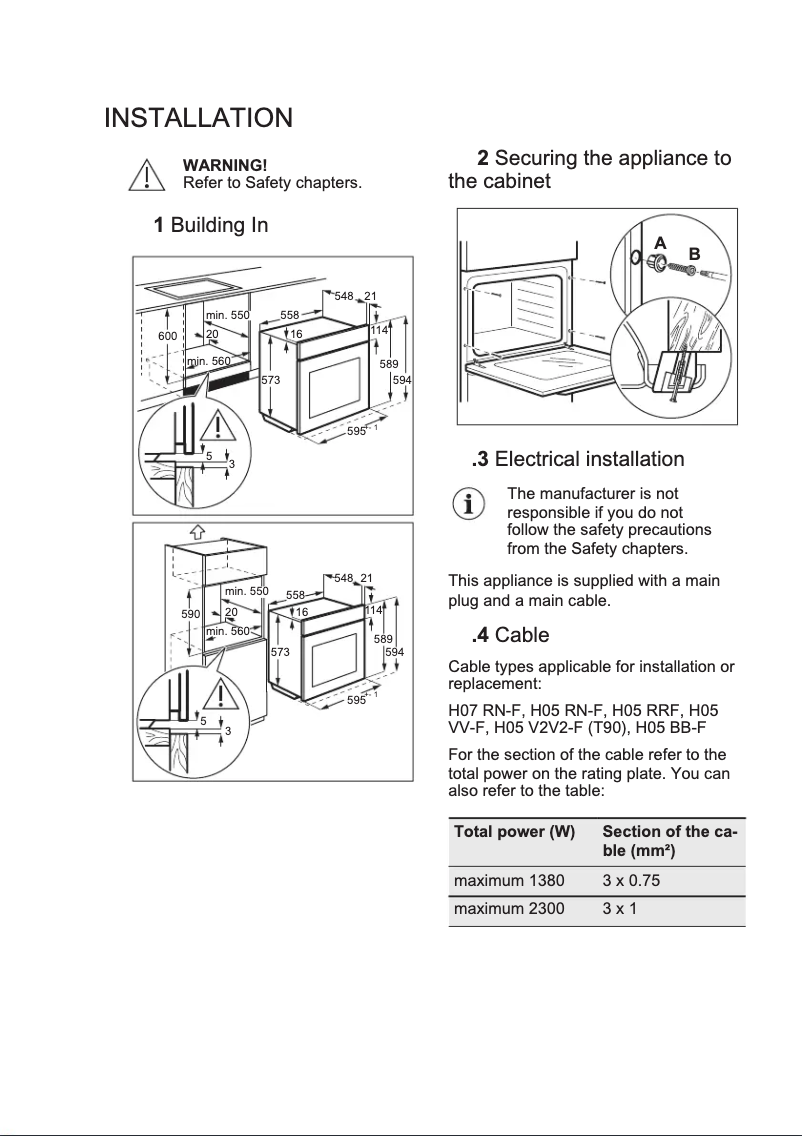 Page 1 de la notice Guide d'installation Electrolux EOB3434BOX