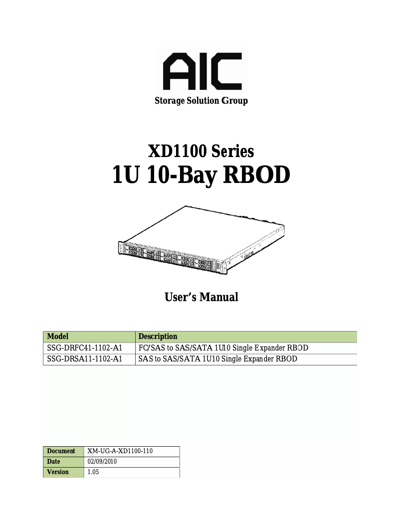 Page 1 de la notice Manuel utilisateur AIC XD1100-1102
