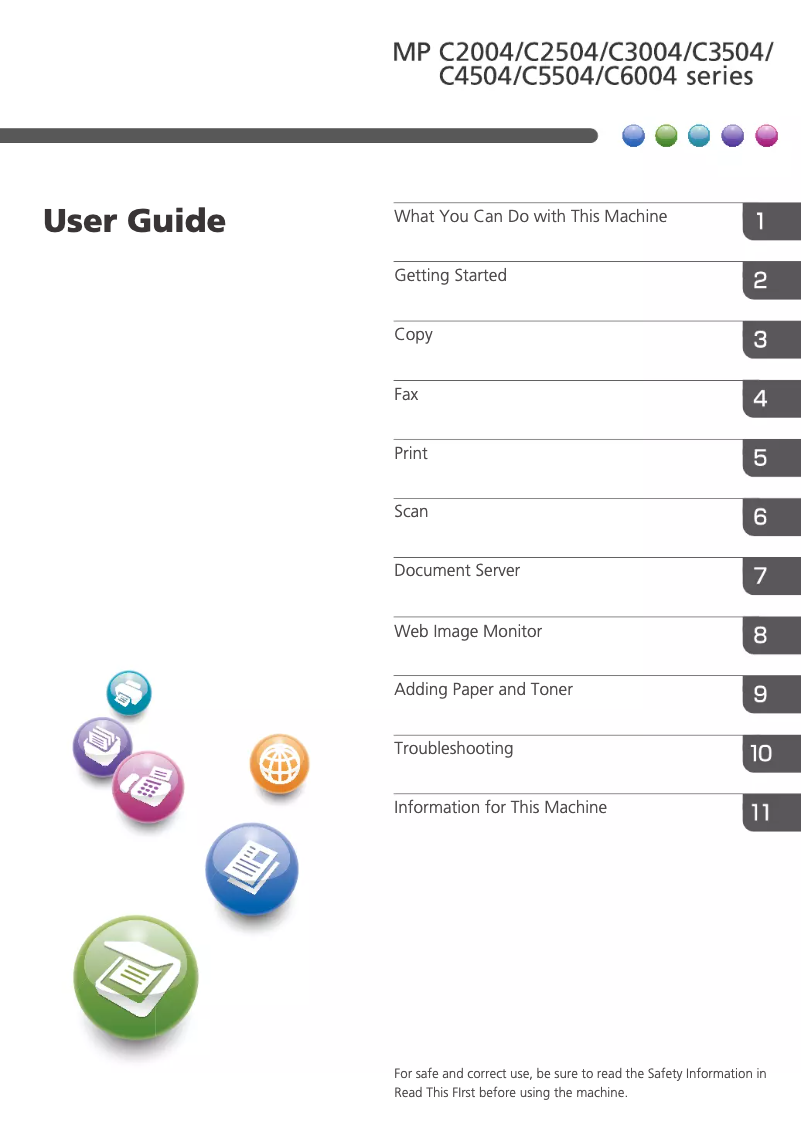 Page 1 de la notice Manuel utilisateur Ricoh MP C3504