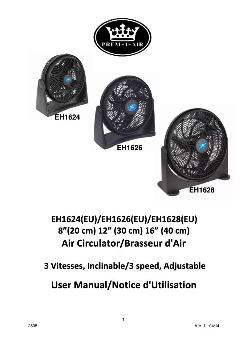 Página 1 del manual Manual de usuario Prem-I-Air EH1626