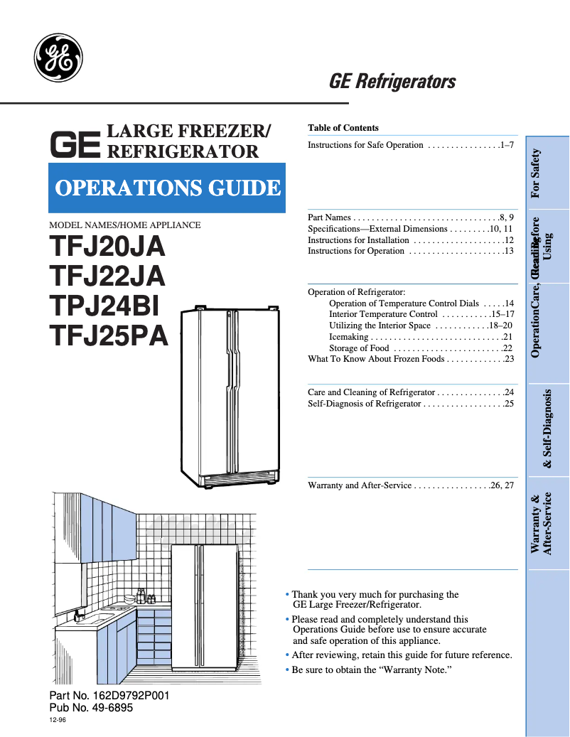 Page n°1 - Manuel utilisateur GE TFJ20JADWW