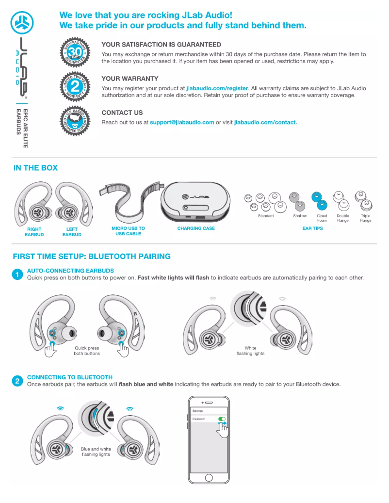Página 1 del manual Manual de usuario JLab Epic Air Elite
