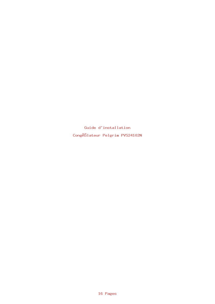 Page 1 de la notice Guide d'installation Pelgrim PVS24102N