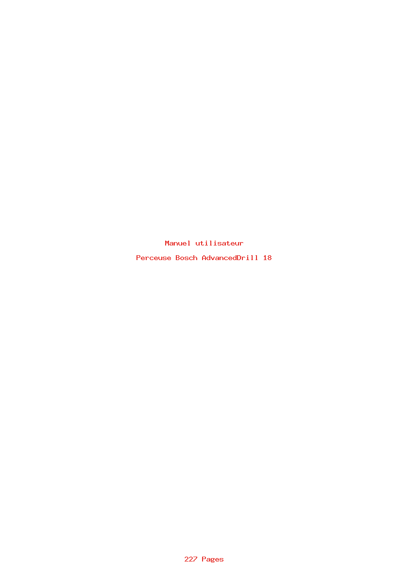 Page 1 de la notice Manuel utilisateur Bosch AdvancedDrill 18