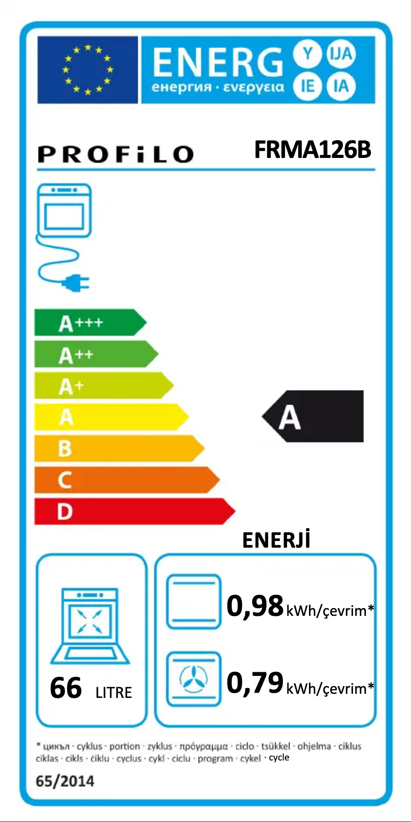 Página 1 del manual Etiqueta energética Profilo FRMA126B