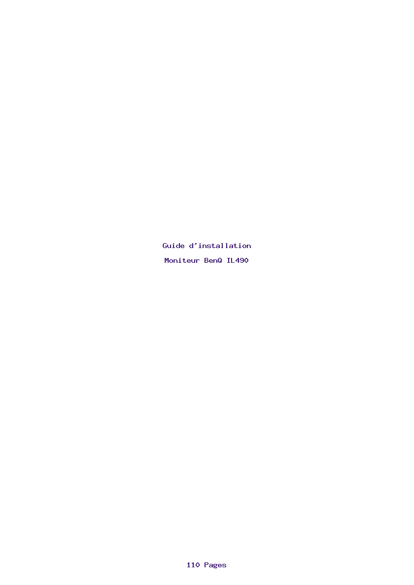 Page 1 de la notice Guide d'installation BenQ IL490