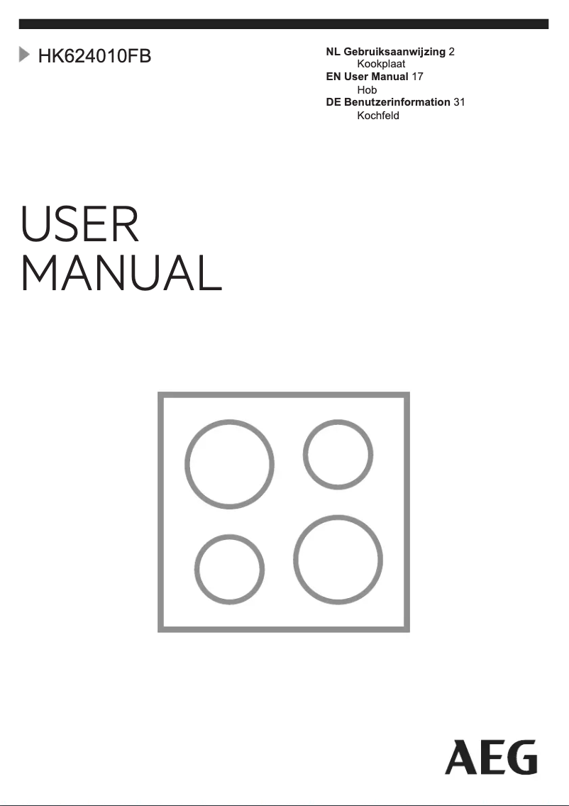 Page 1 de la notice Manuel utilisateur AEG HK624010FB