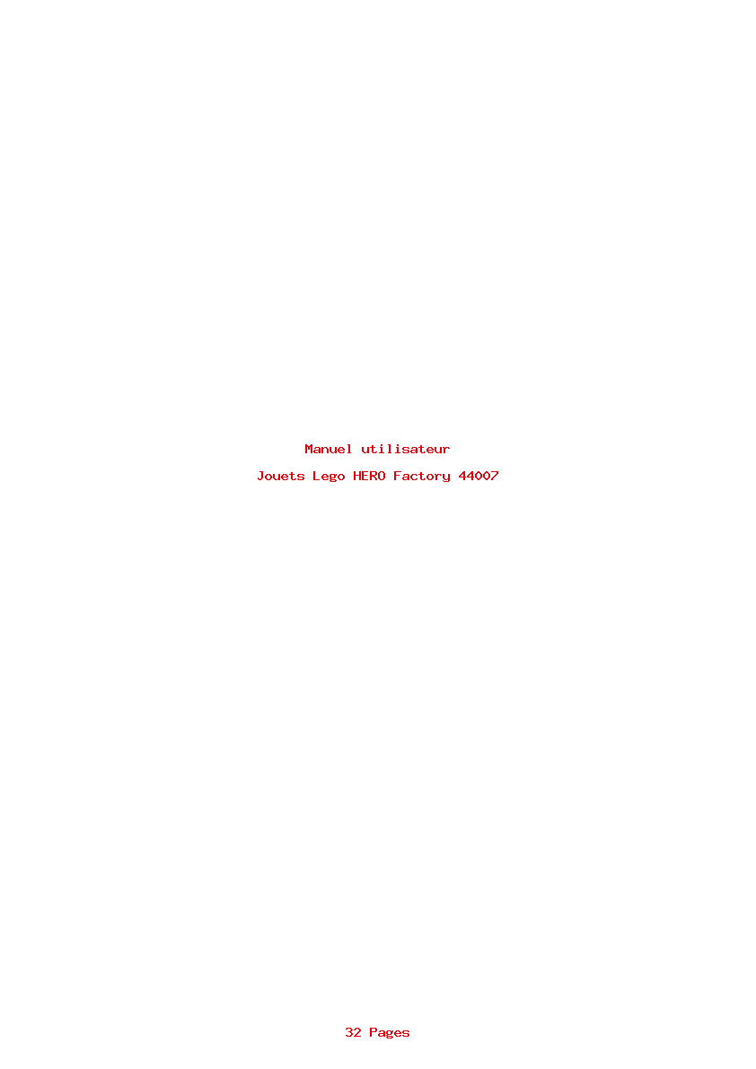 Page 1 de la notice Manuel utilisateur Lego HERO Factory 44007