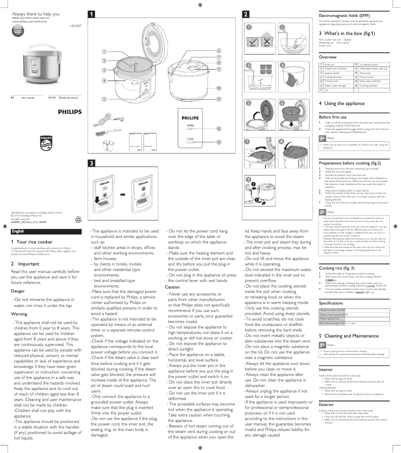 Page 1 of the manual Instruction Manual Philips Daily Collection HD3007