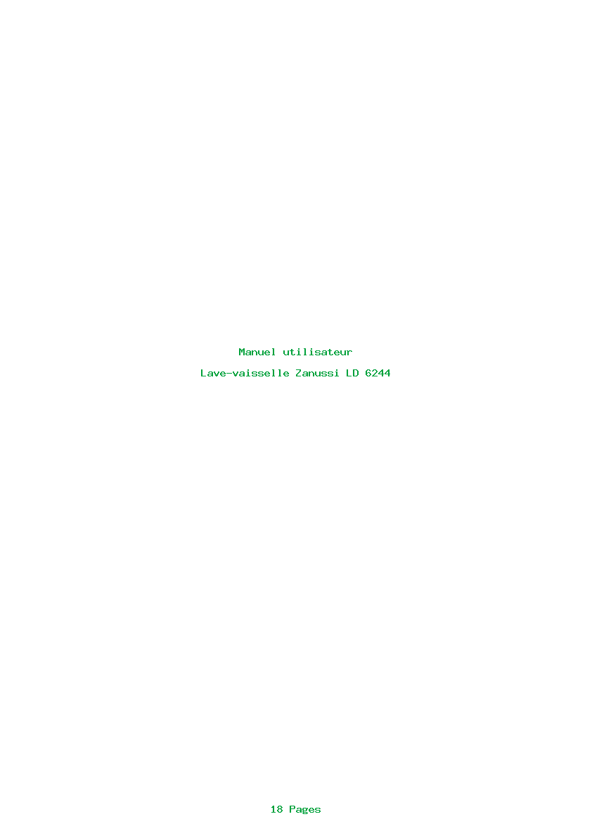 Page 1 de la notice Manuel utilisateur Zanussi LD 6244