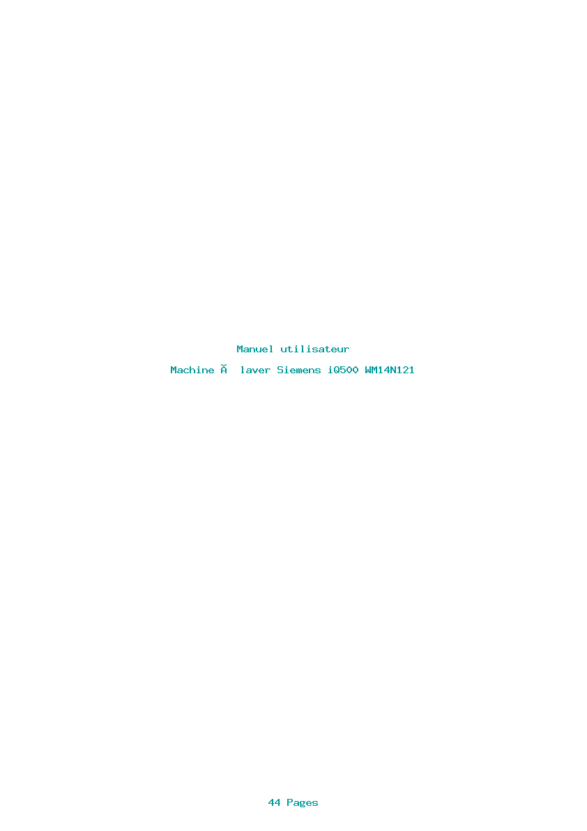 Page 1 de la notice Manuel utilisateur Siemens iQ500 WM14N121